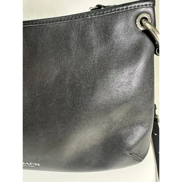 *Flawed* Coach Legacy Leather Double Gusset Crossbody Bag Black Leather 26601 - Picture 9 of 16
